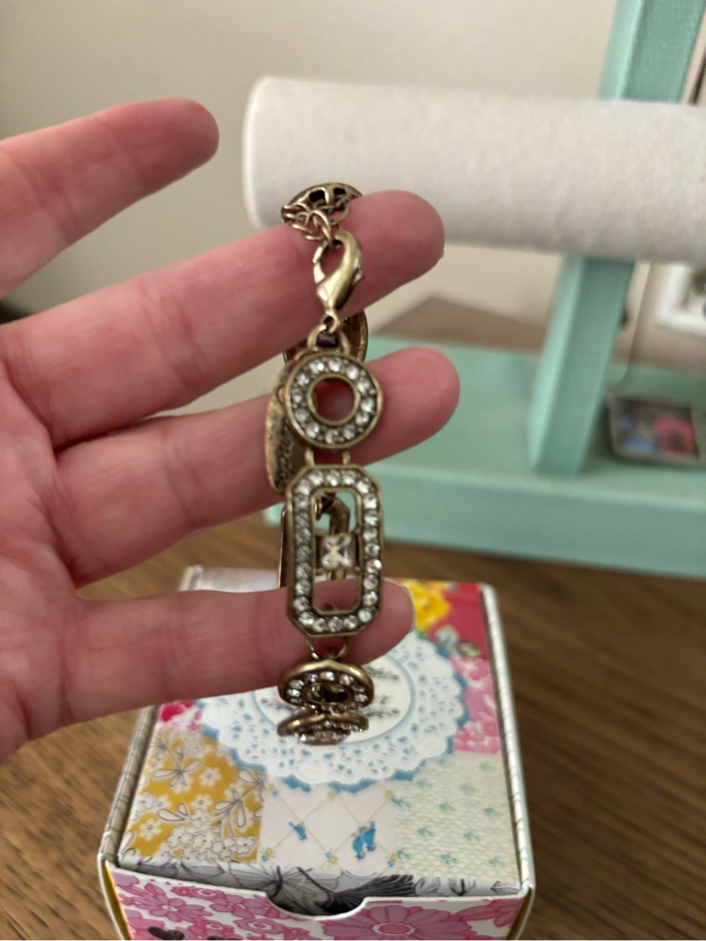 Plunder Gold-Tone Link Bracelet with Clear Crystal Accents